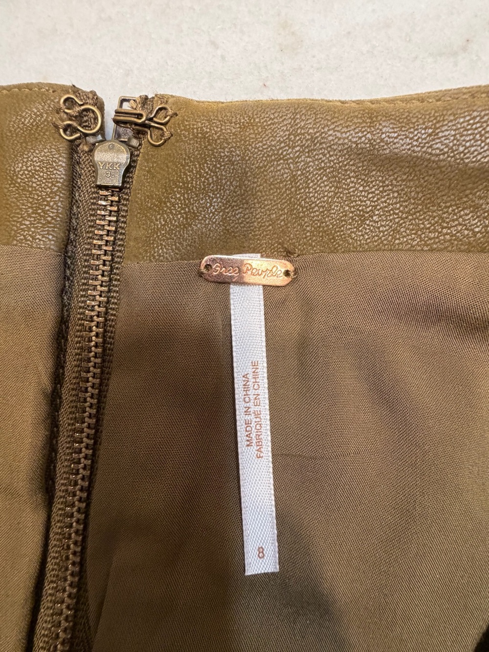 Free People Olive Brown Faux-Leather Mini Skirt - Picture 2 of 3